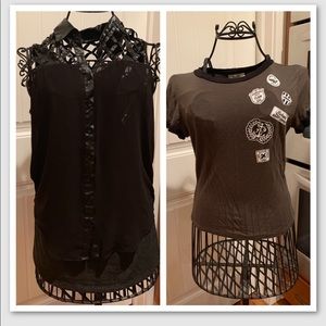 T-shirt and Sleeveless Button Down Top